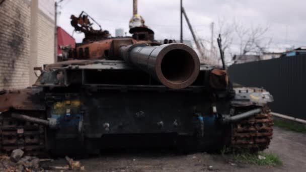 Strijdtank Stedelijke Oorlogvoering Rusland Conflict Stadsstraten Getuigen Van Vernietiging Van — Stockvideo