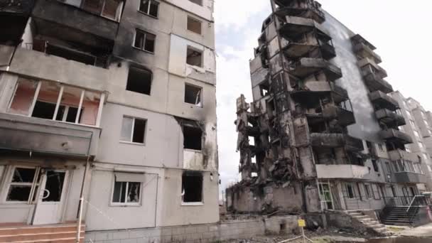 Ρωσική Επίθεση Βομβαρδισμοί Πυροβολικού Ερείπια Πολέμου Κατοικημένες Περιοχές Αποδεκατίστηκαν Μετά — Αρχείο Βίντεο