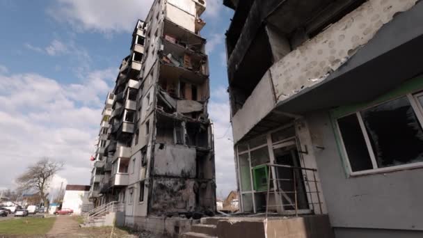 Ničivé Následky Ničení Agrese Ničení Domů Ruská Vojenská Bombardovací Kampaň — Stock video