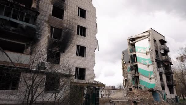 Militärische Angriffe Nachwirkungen Der Zerstörung Ergebnisse Des Angriffs Verwüstung Von — Stockvideo