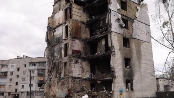 Бомбові Удари Спустошення Війни Ракета Бомба Російської Армії Зруйнували Багато — стокове відео