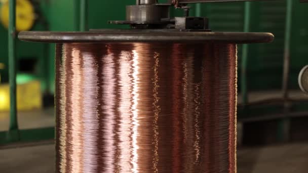 Kabelproduktion Spool Management Stora Spolar Wire Produktionsanläggning Det Finns Många — Stockvideo