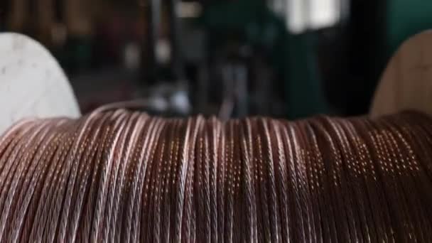 Spulenmaße Spulenkapazität Drahtextrusion Kupferspule Der Gesamten Kupferdraht Produktionsanlage Vorhanden — Stockvideo