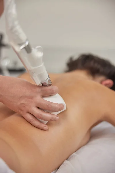 Ultrasonic Action Fda Approved Professional Masseur Professional Beauty Clinic Young — Stock Photo, Image