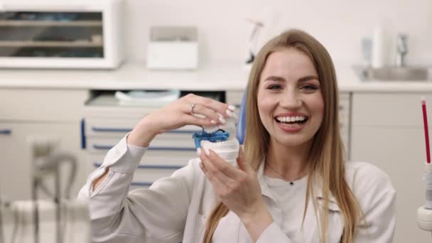 Dental Model Gypsum Teeth Ceramic Restoration Dental Model Made Gypsum — Stock videók
