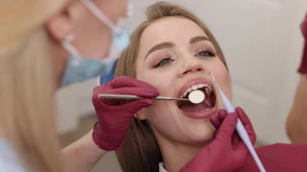 Dental Check Caries Prevention Oral Treatments Doctors Examination Oral Cavity — Wideo stockowe