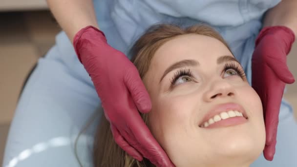 Jaw Inspection Dental Diagnosis Patient Consultation Female Patient Having Her — стокове відео