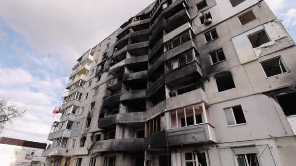 Результати Нападу Зруйновані Будинки Військова Атака Внаслідок Ракетно Бомбових Ударів — стокове відео