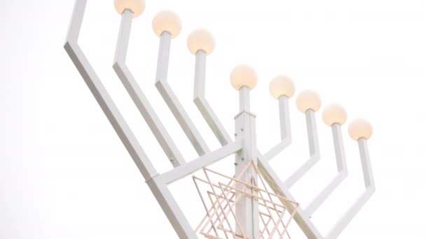 Glitter Lights Street Lamps Menorahs Traditional Symbols Jewish Hanukkah Jewish — Stock Video