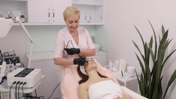 Professional Methods Treatment Duration Spa Offerings Beautician Provides Client Lifting — Stock Video