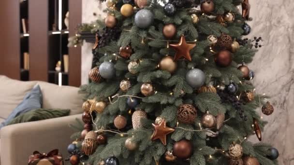 장식된 즐거운 크리스마스 인테리어 크리스마스 크리스마스 마법의 빛나는 — 비디오