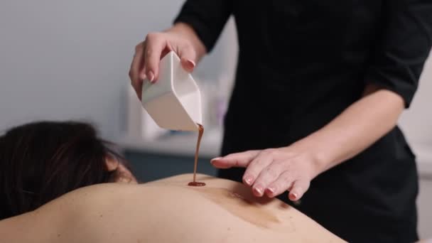 Cioccolata Calda Maschera Cioccolato Terapia Spa Salone Bellezza Massaggio Alla — Video Stock