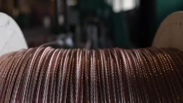 Kupferbestände Drahtsicherheit Kupferproduktion Kupferdraht Produktionsanlage Kann Man Zahlreiche Massive Kupferspule — Stockvideo