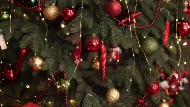 Koszorúslámpák Karácsonyi Fények Karácsonyfa Díszítése Nyaralás Elmosódott Háttér Úgy Tűnik — Stock videók