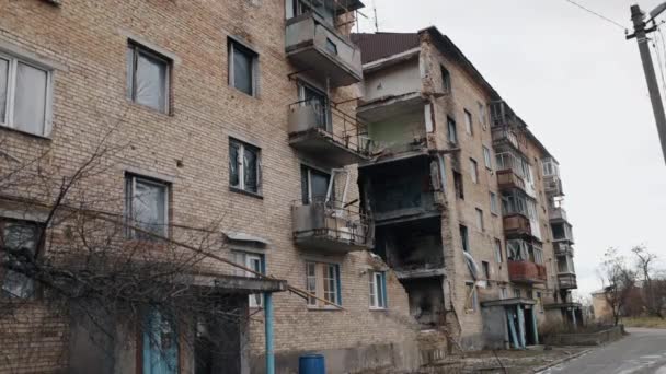 Yıkıldı Bina Yıkıldı Bomba Patladı Bombalamanın Ardından Ukrayna Daki Savaş — Stok video