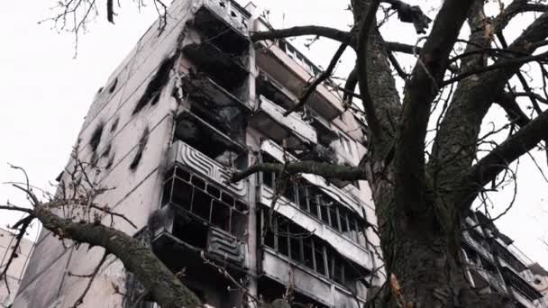 Зруйнований Будинок Руйнування Будинку Спустошення Багатоповерхова Будівля Була Зруйнована Будинок — стокове відео
