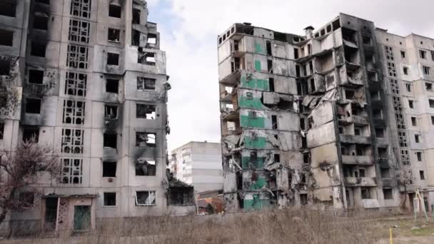Ukrajinský Dům Bombové Následky Útočné Následky Rezidenční Struktury Byly Zničeny — Stock video