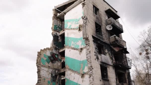 Cena Escombros Imagens Ruínas Consequências Destruição Edifícios Residenciais Foram Destruídos — Vídeo de Stock