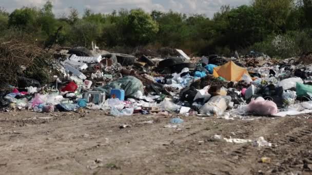Drtivá Hromada Problémy Znečištěním Nakládání Odpady Rozsáhlá Půda Zaplavena Hromadami — Stock video