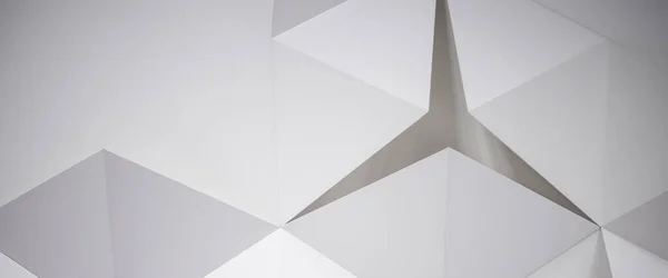 White abstract geometric background with triangles, decorative wall. Banner.