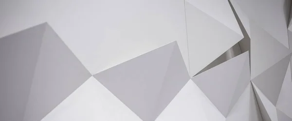 White abstract geometric background with triangles, decorative wall. Banner.