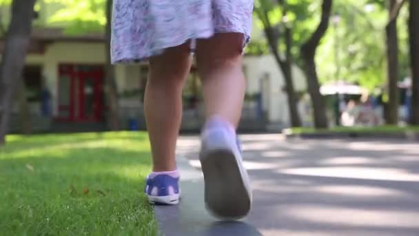 Şehir Parkında Yürüyen Küçük Kız — Stok video