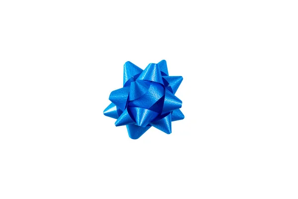 蓝色的弓作为礼物在一个孤立的白色背景 — 图库照片