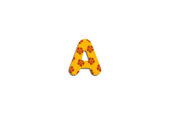 アルファベット文字白の背景にA トップビュー フラットレイアウト — ストック写真
