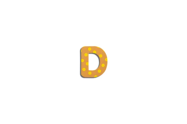 白の隔離された背景のアルファベット文字D トップビュー フラットレイアウト — ストック写真
