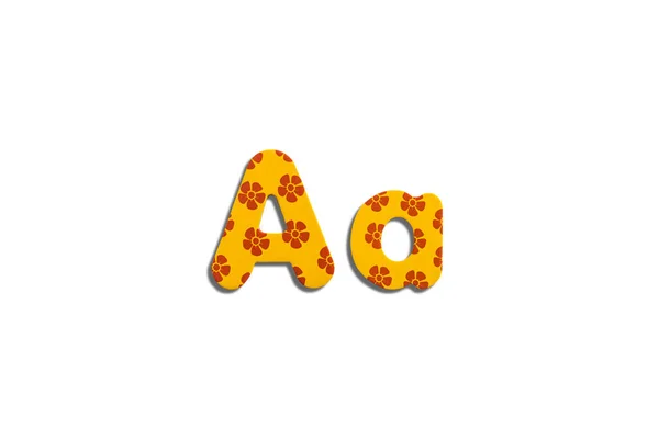 アルファベット文字白の隔離された背景にA トップビュー フラットレイアウト — ストック写真