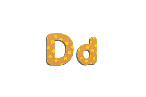 白の隔離された背景のアルファベット文字D トップビュー フラットレイアウト — ストック写真