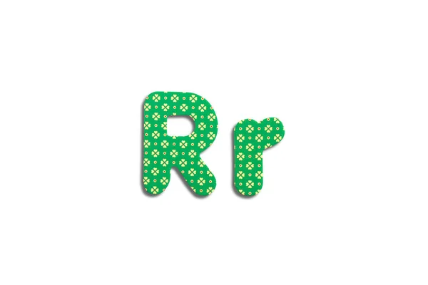白の隔離された背景のアルファベット文字R トップビュー フラットレイアウト — ストック写真