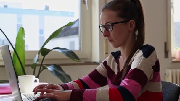 Samimi Bir Ofiste Dizüstü Bilgisayarda Çalışan Bir Kadın — Stok video
