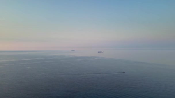 Vista Drone Baía Mar Com Navios — Vídeo de Stock