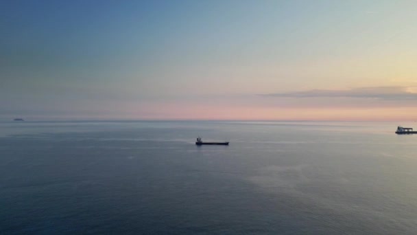 Vista Drone Baía Mar Com Navios — Vídeo de Stock