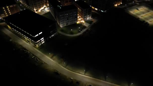 Вид Місто Безпілотника Вночі — стокове відео