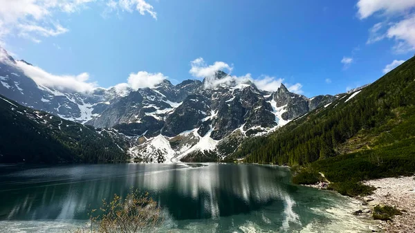 Beautiful Landscape View Lake Morskie Oko Mountains Clear Water Reflection — Stock Photo, Image