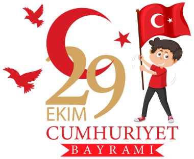 Türkiye Cumhuriyeti Günü metin tasarımı illüstrasyonu