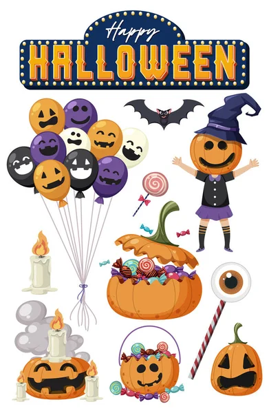 Halloween Cartoon Character Elements Set Illustration — Archivo Imágenes Vectoriales