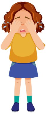 A girl crying cartoon character illustration