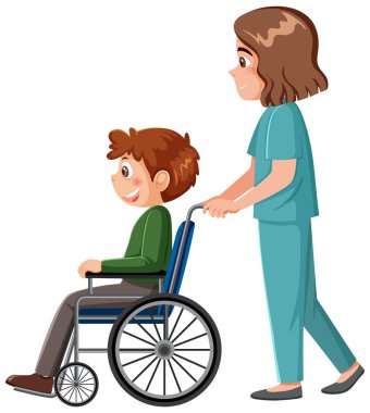 Hasta çizgi film karakteri çizimi olan hemşire.