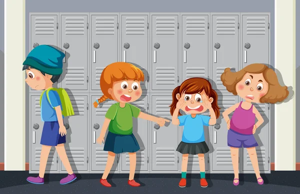 Παιδιά Εκφοβίζουν Φίλο Τους Στο Σχολείο Εικονογράφηση — Διανυσματικό Αρχείο