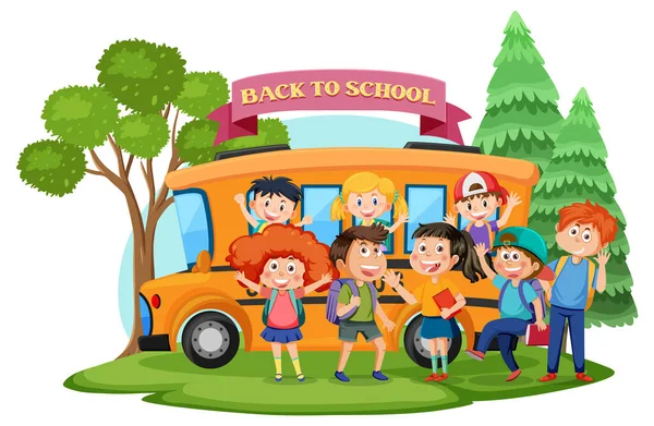 Back School Kids Cartoon Character Illustration — Vector de stock