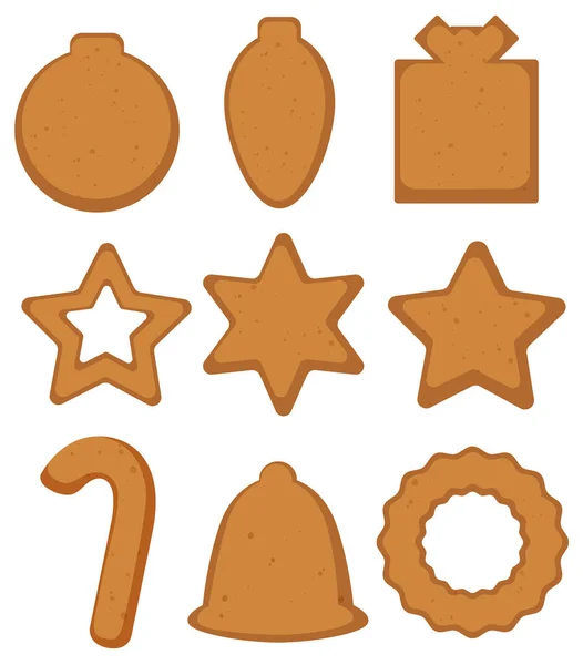 Natal Biscoitos Gengibre Coleção Ilustração — Vetor de Stock
