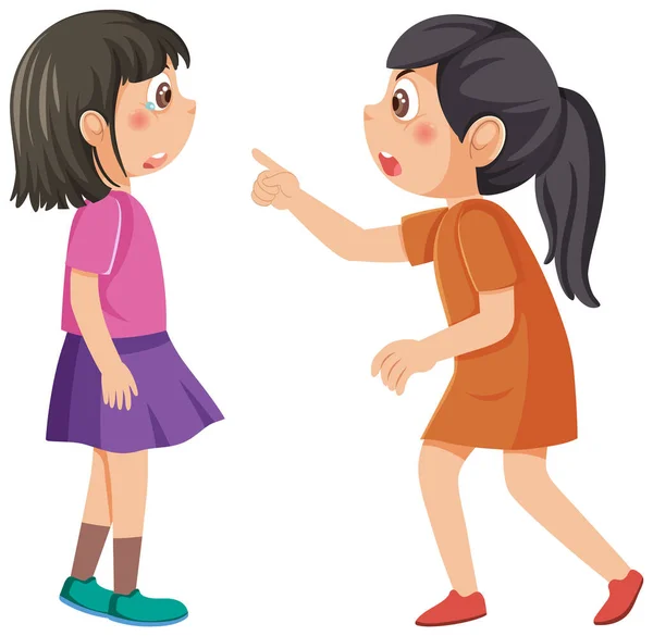 Duas Meninas Discutindo Ilustração Personagem Dos Desenhos Animados — Vetor de Stock