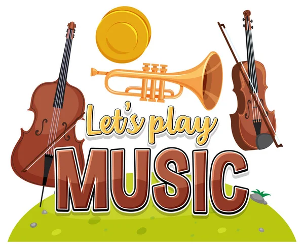 Let Play Music Banner Design Illustration — стоковый вектор
