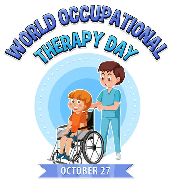 Día Mundial Terapia Ocupacional Texto Banner Diseño Ilustración — Archivo Imágenes Vectoriales