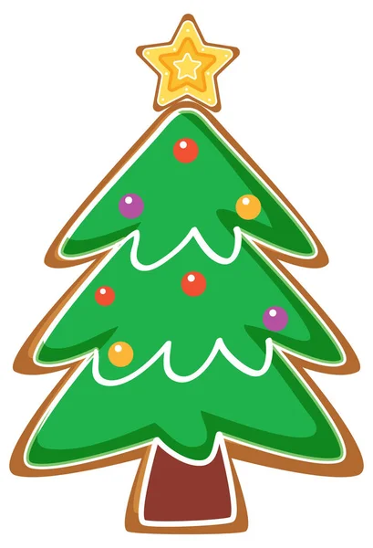 Árvore Natal Biscoito Gengibre Ilustração Isolada — Vetor de Stock