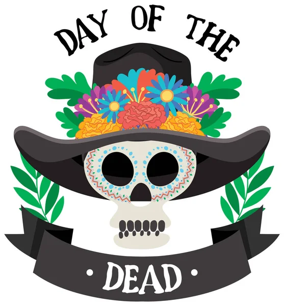 Illustration Dessin Bannière Day Dead — Image vectorielle