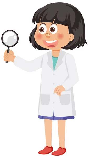 Cute Scientist Girl Cartoon Character Illustration — Stock Vector